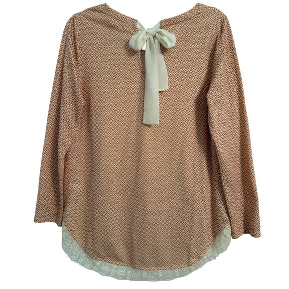 LC NWOT Women's M Cottagecore Floral Lace Bow Long Sleeve Top Soft Girl Coquette - Picture 3 of 11